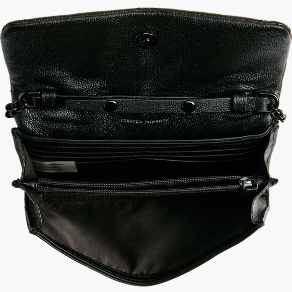Rebecca Minkoff Edie Black Leather Wallet on a Chain Crossbody Bag - Picture 3 of 16